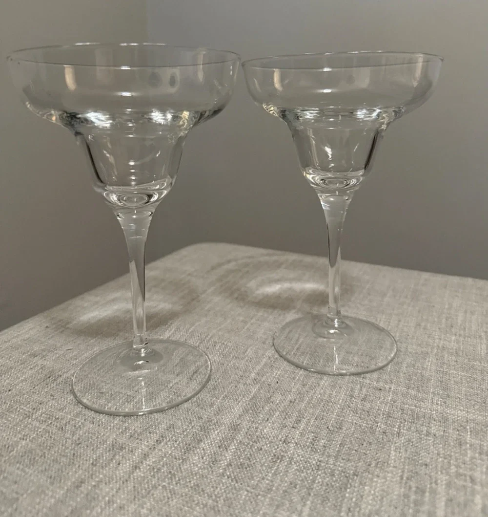🍹 Margarita Glasses – Set of 2 – Clear Stemmed – Classic Cocktail Glassware